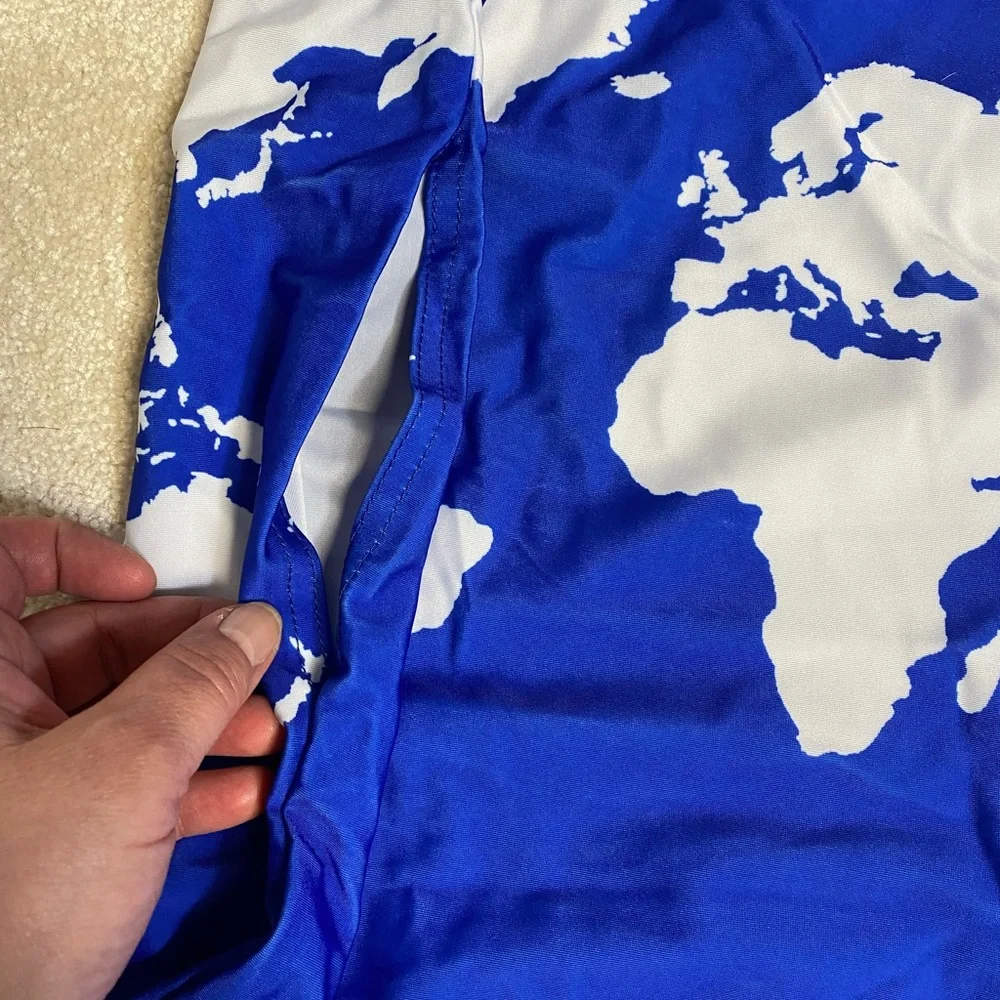 New American tourister luggage cover blue with map of the world